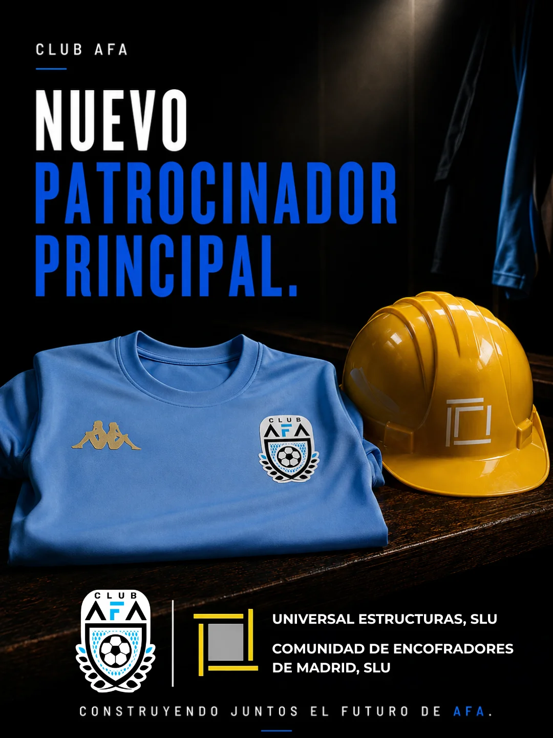 Universal Estructuras y Comunidad de Encofradores de Madrid, patrocinador principal de Club AFA